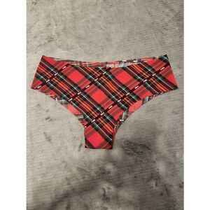 NWOT Victoria's Secret Pink Size M Red Black Plaid Cheekster Cheeky Panty